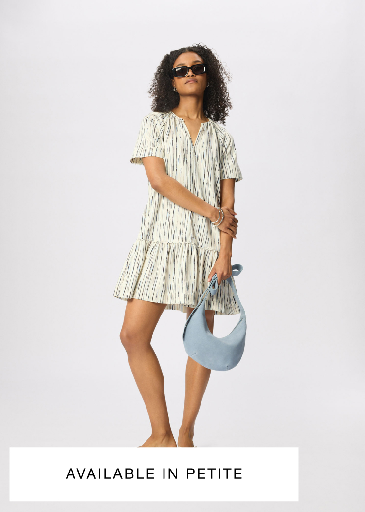 Ivory Abstract Stripe Short Dress