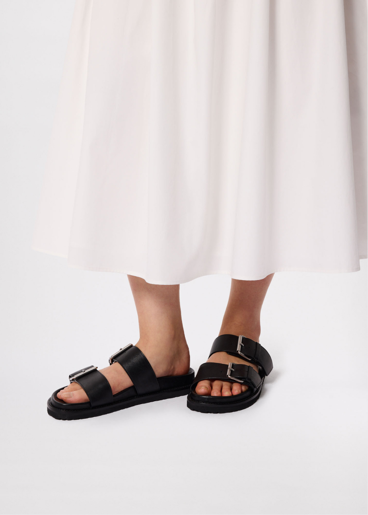 Black Double Buckle Slide