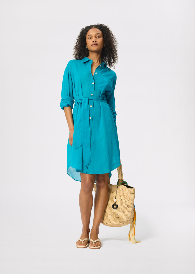 Teal Tie Front Beach Dress