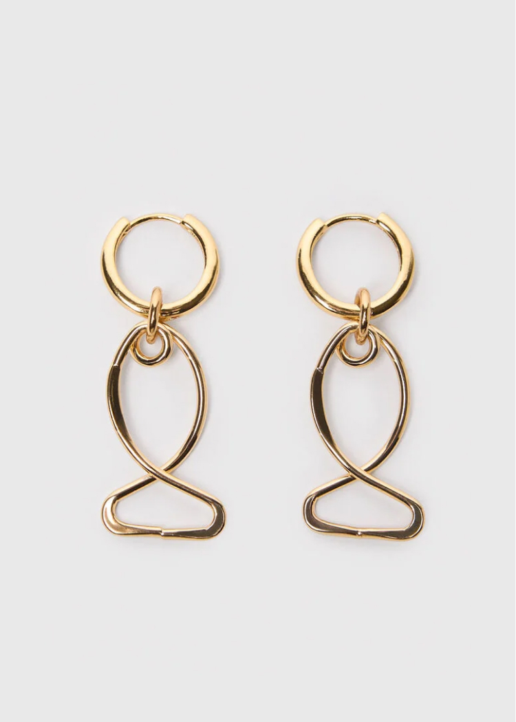 Gold Fish Outline Hoop Earring