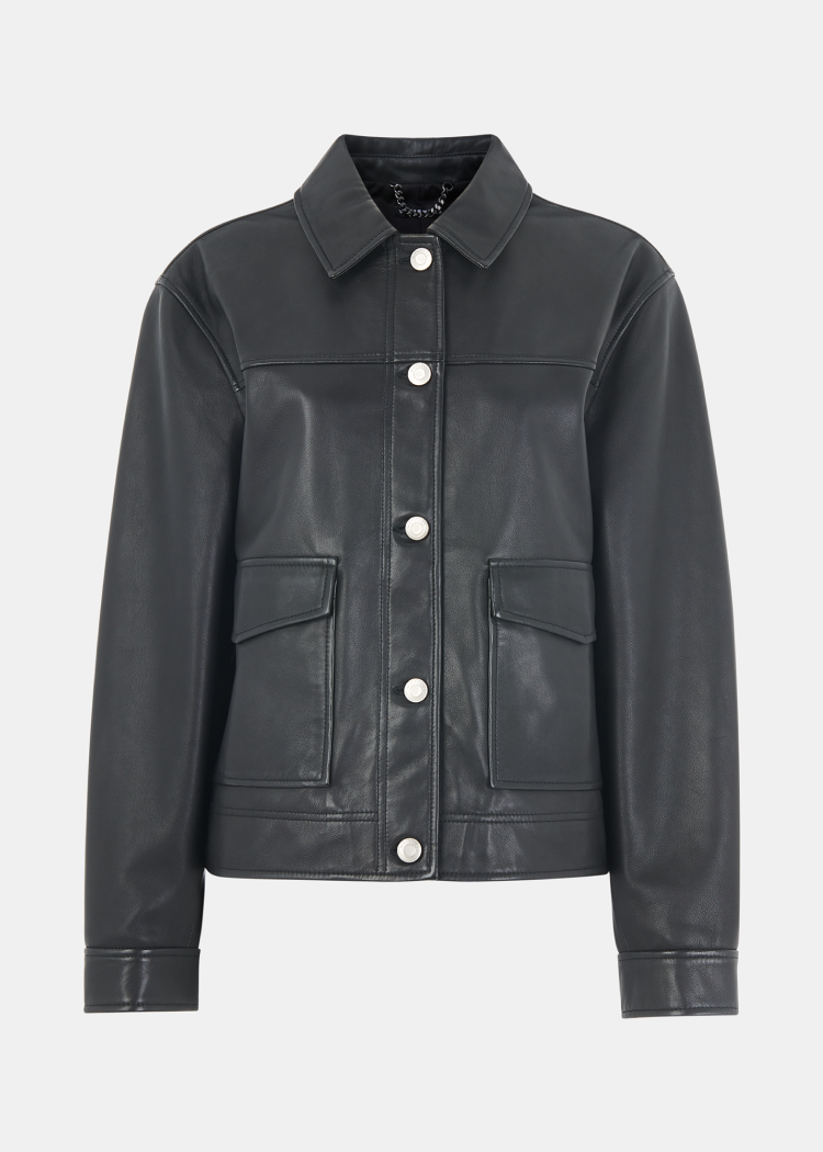 Black Natia Leather Western Jacket
