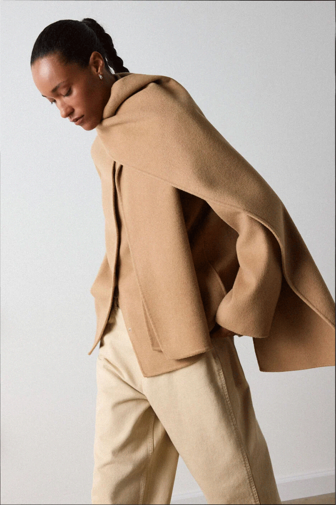 Camel Double Faced Scarf Coat