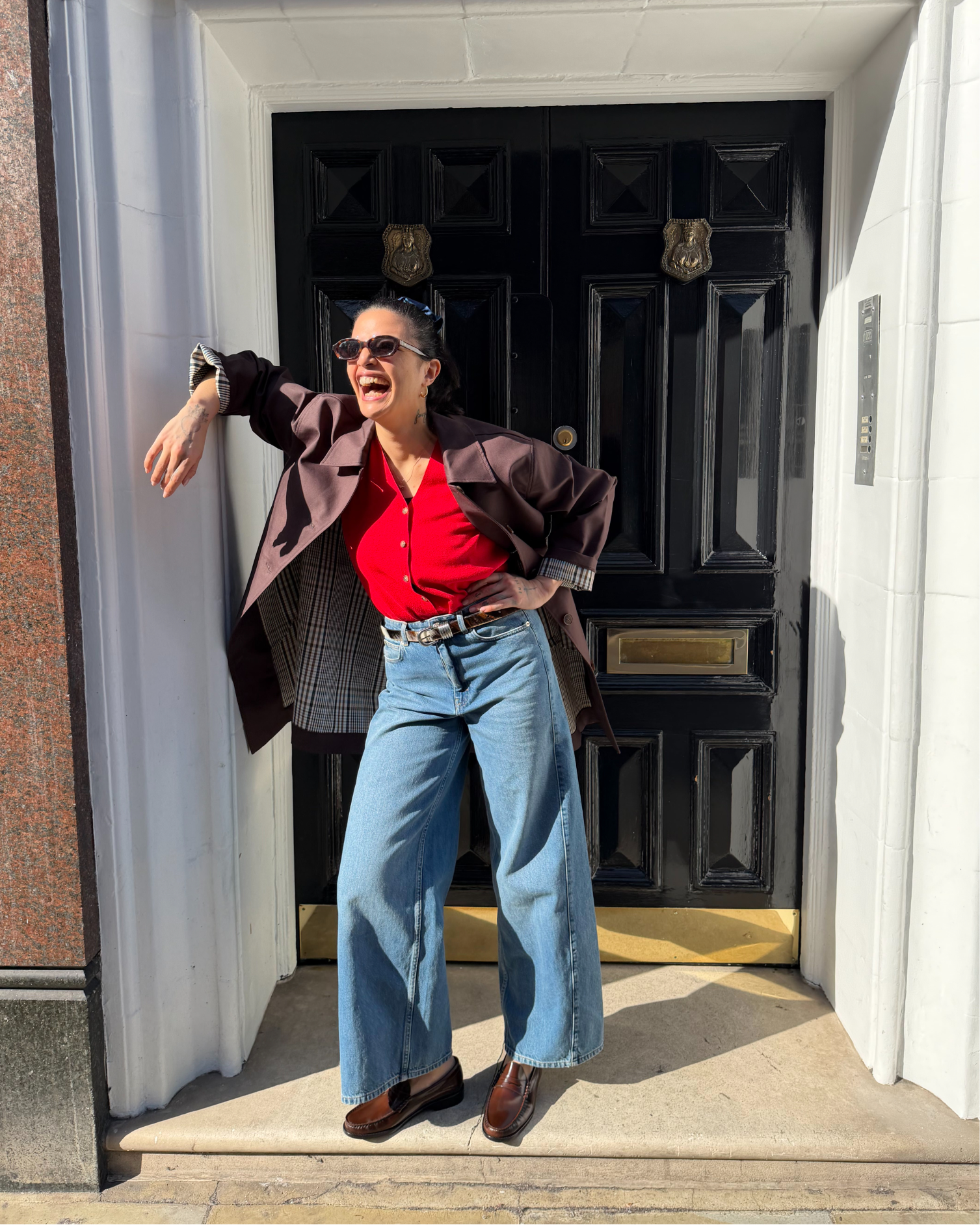 Brown Check Lined Car Coat