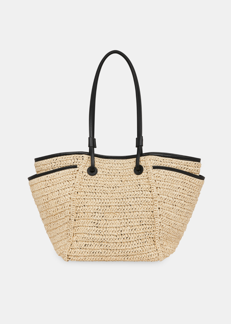 Neutral Zoelle Straw Tote Bag