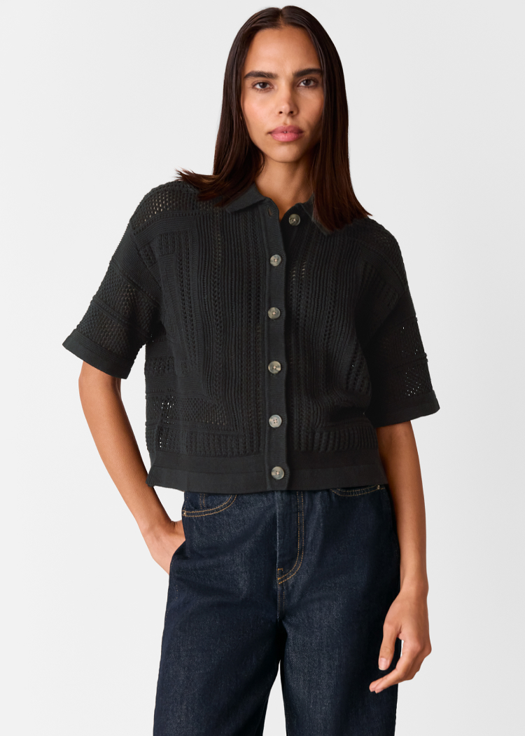 Black Crochet Knitted Shirt