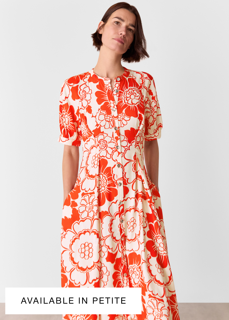 Red Bloom Floral Midi Dress