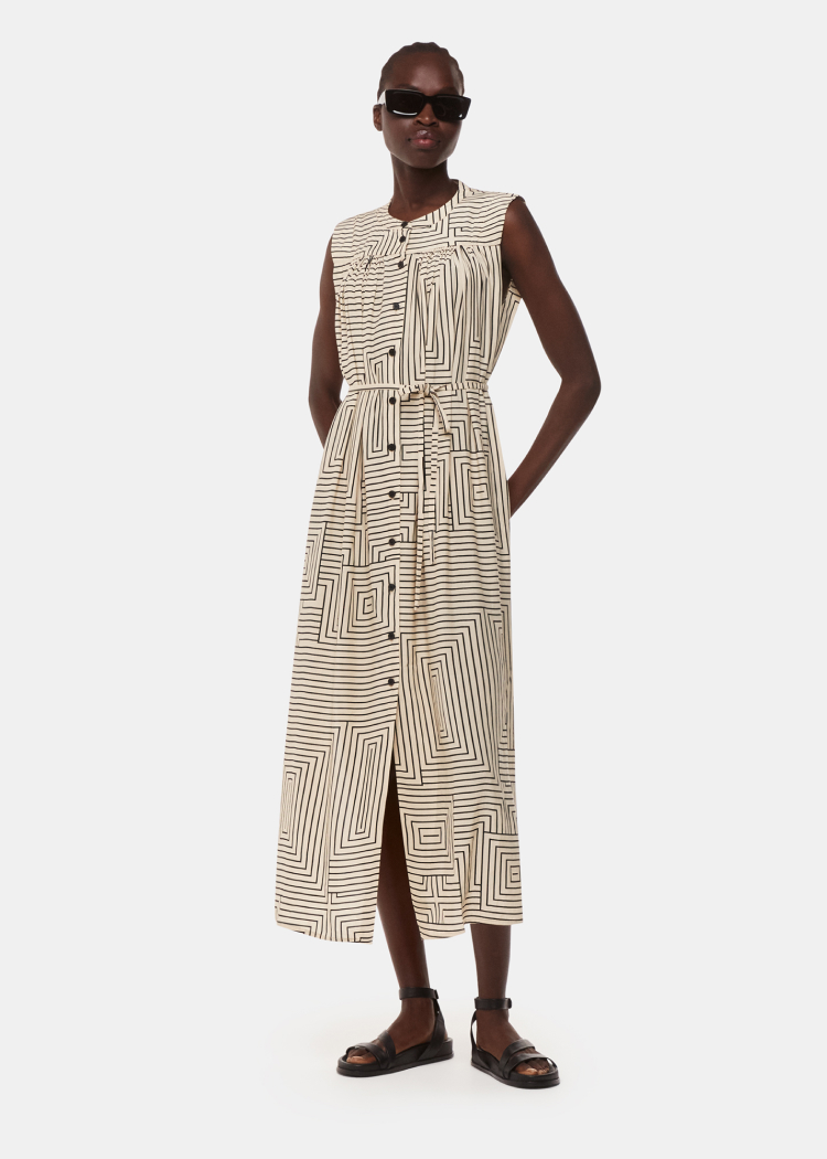 Ivory Angled Stripe Ilana Dress
