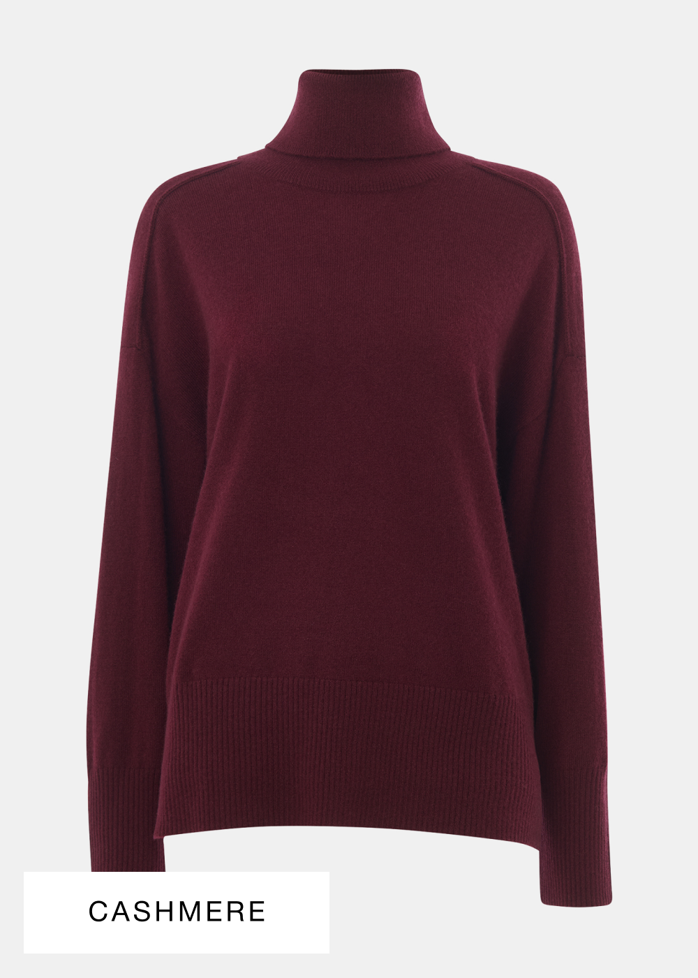 Burgundy Cashmere Seam Roll Neck Knit