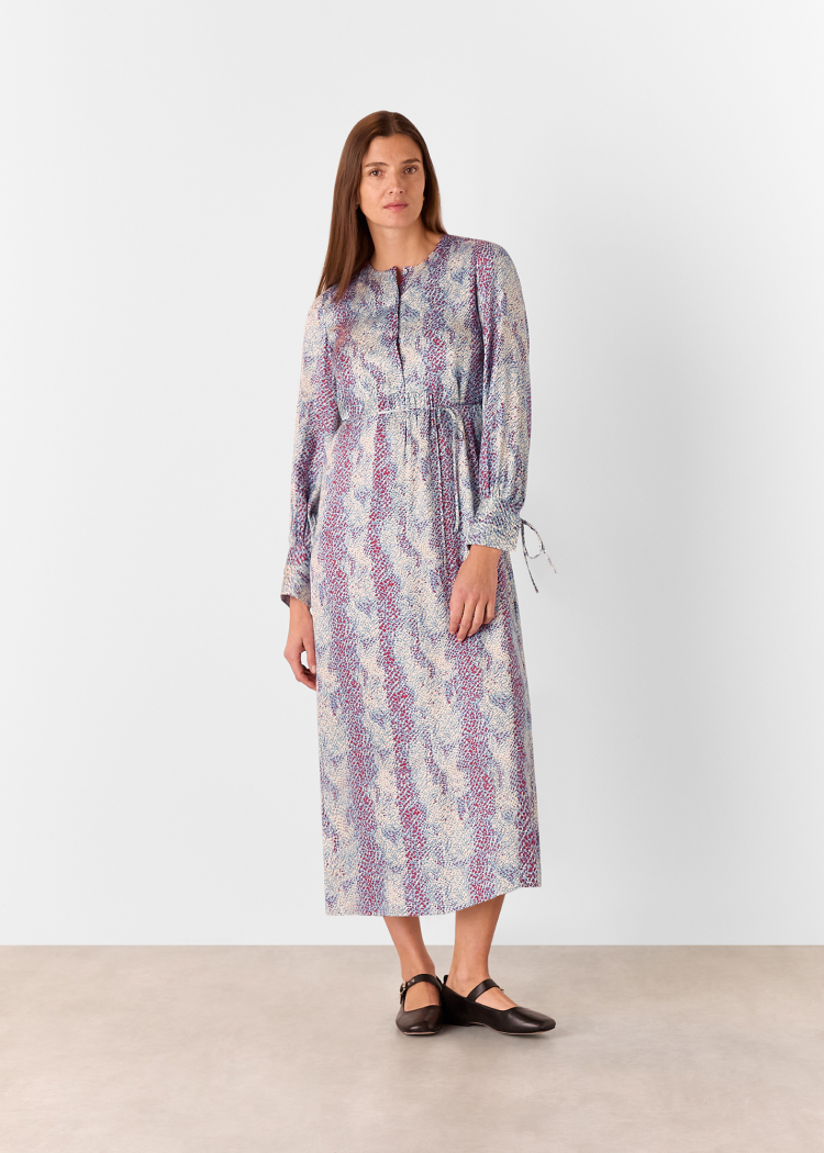 Multicolour Mottled Snake Print Midi Dress