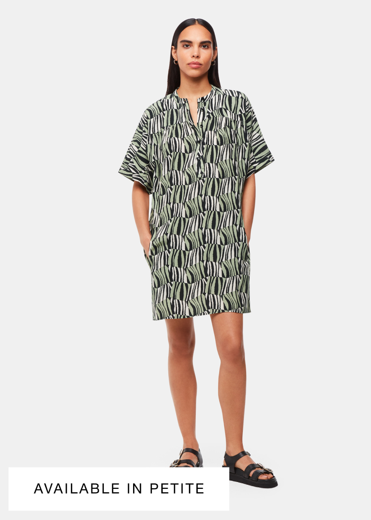 Green Checkerboard Tiger Print Dress