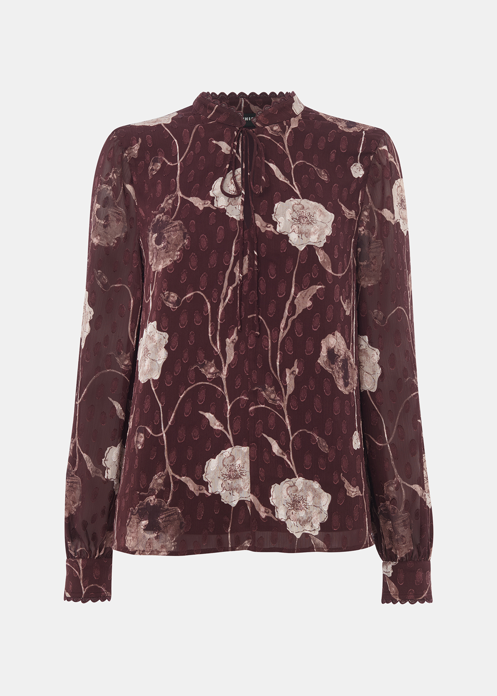 Burgundy Floral Dobby Blouse