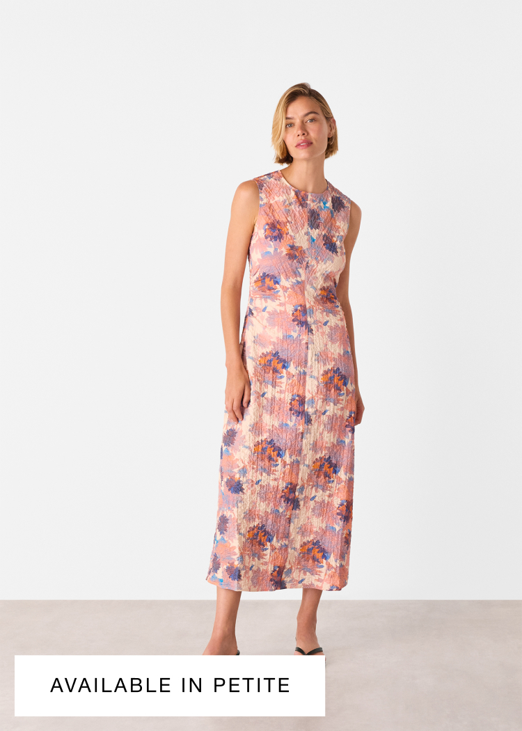 Pink Floral Textured Midi Dress