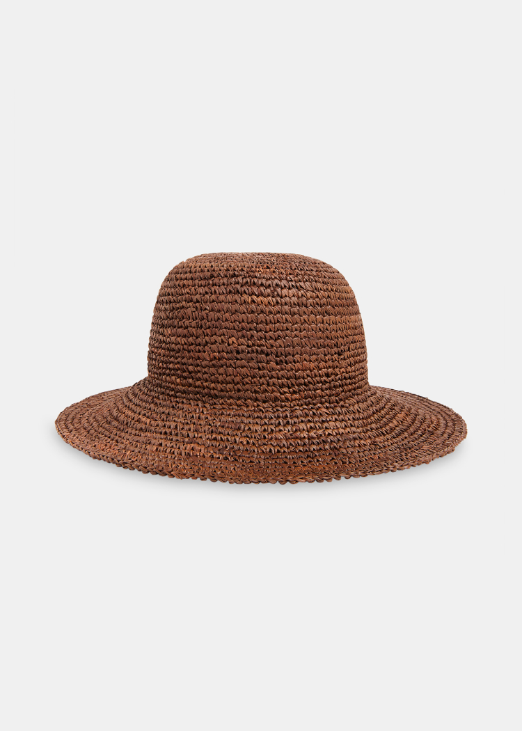 Brown Straw Bucket Hat