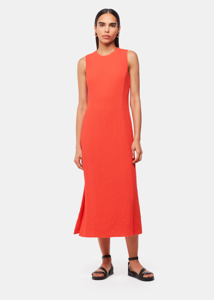 Coral Erin Texture Midi Dress
