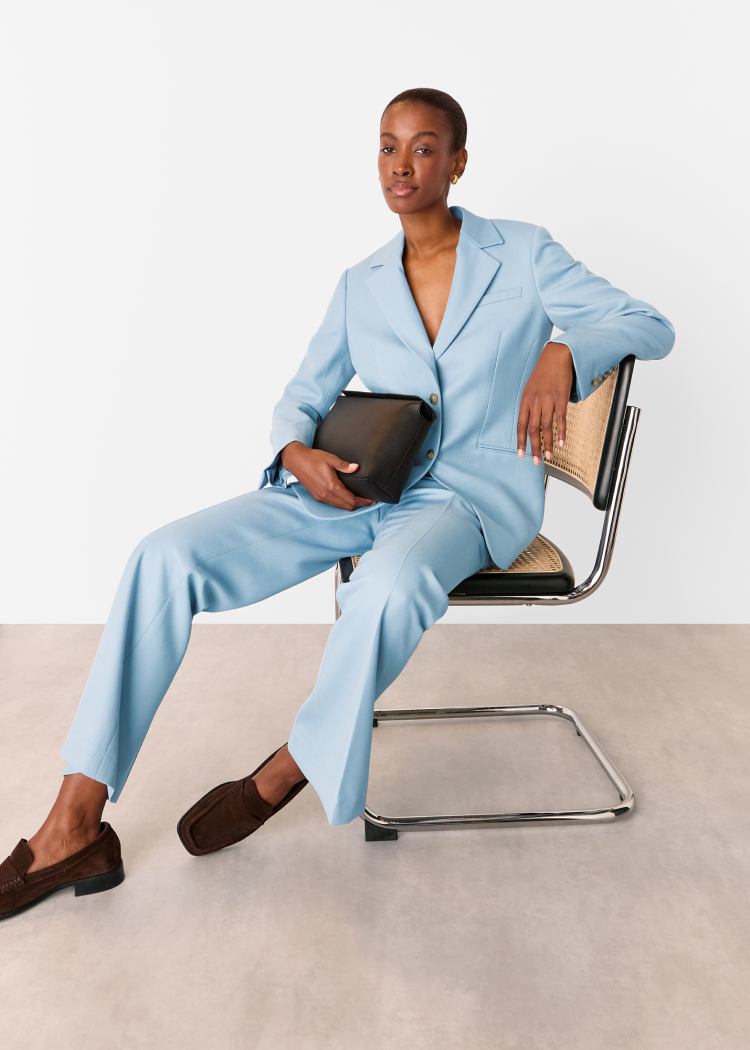 Blue Wool Blend Tailored Blazer
