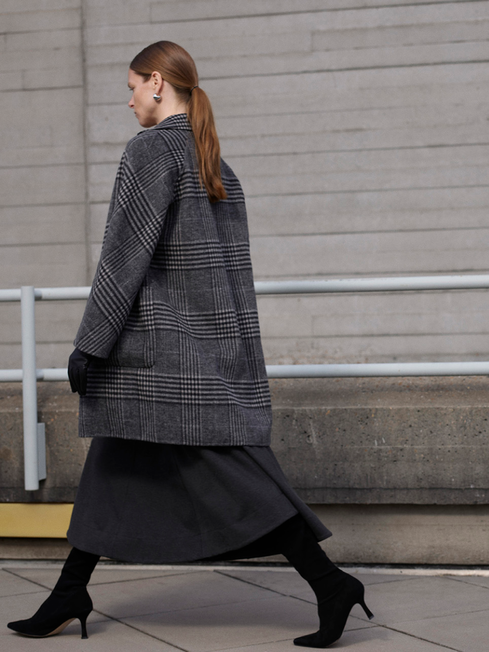 Grey Cassie Double Face Check Coat