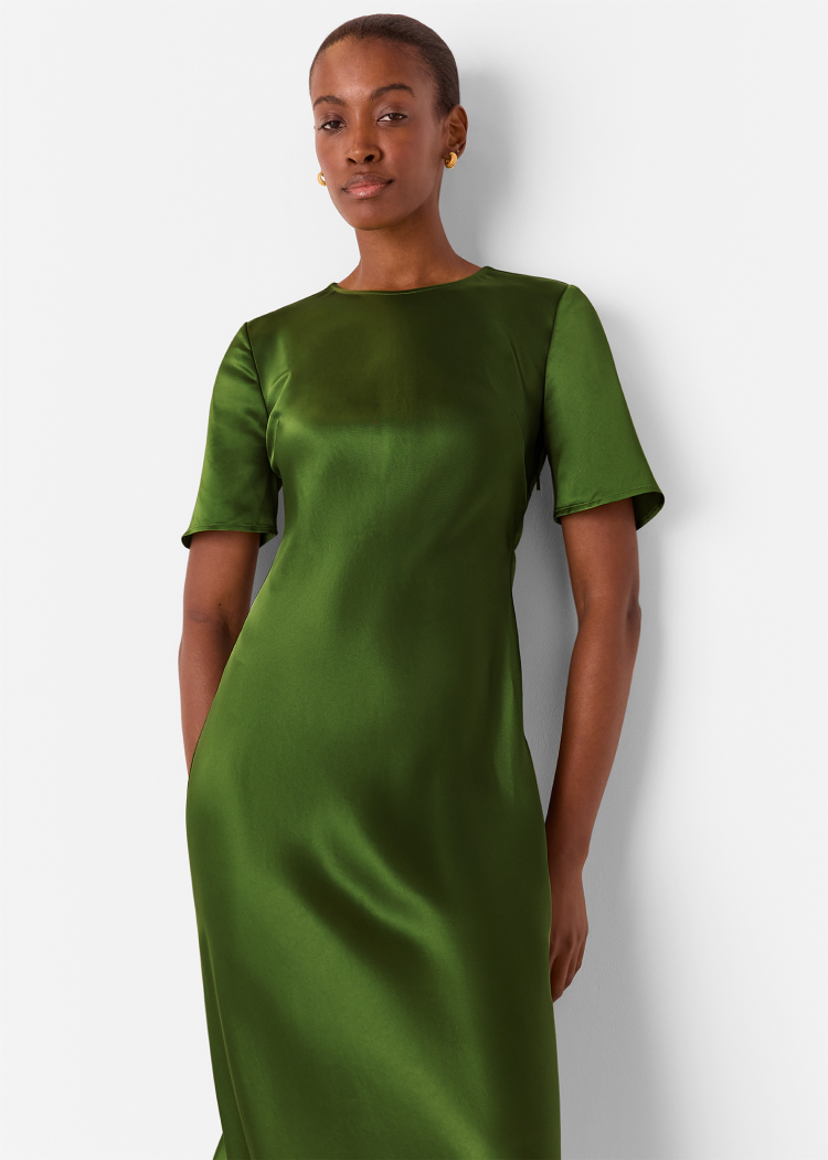Green Avery Satin Twist Dress