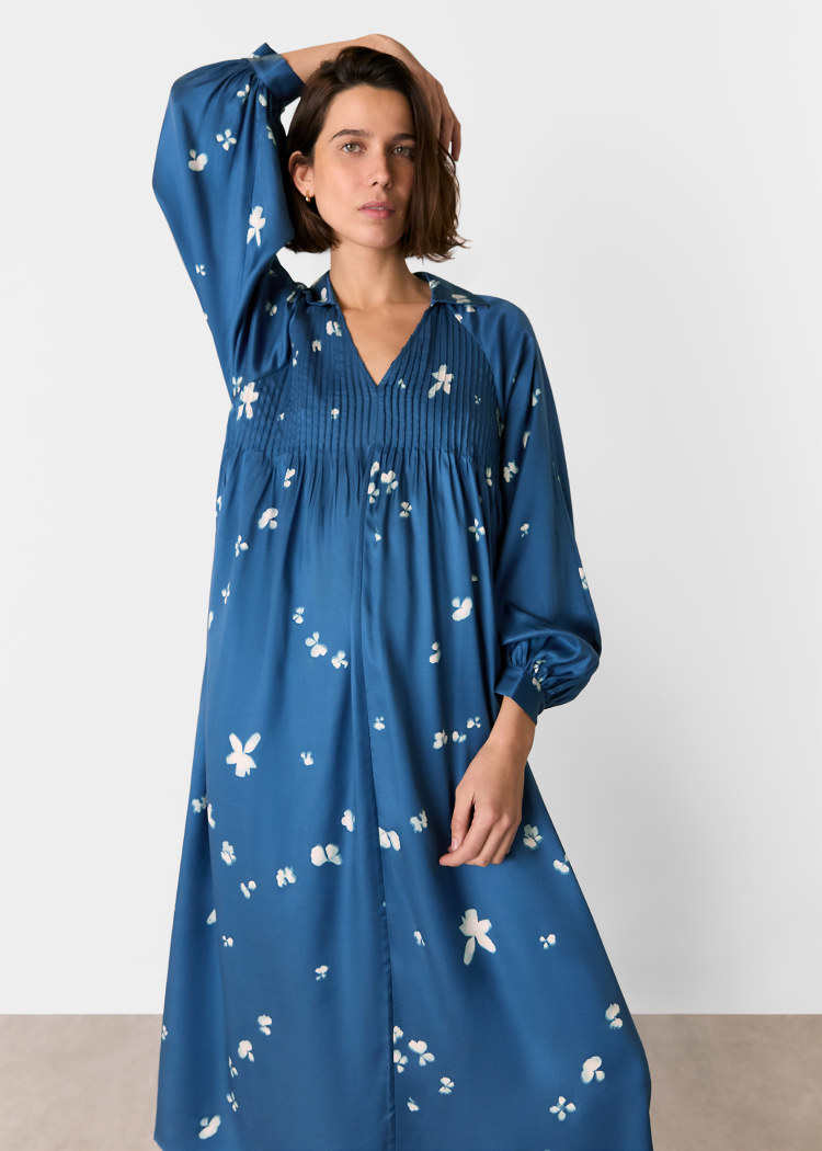 Blue Sun Bleached Floral Dress