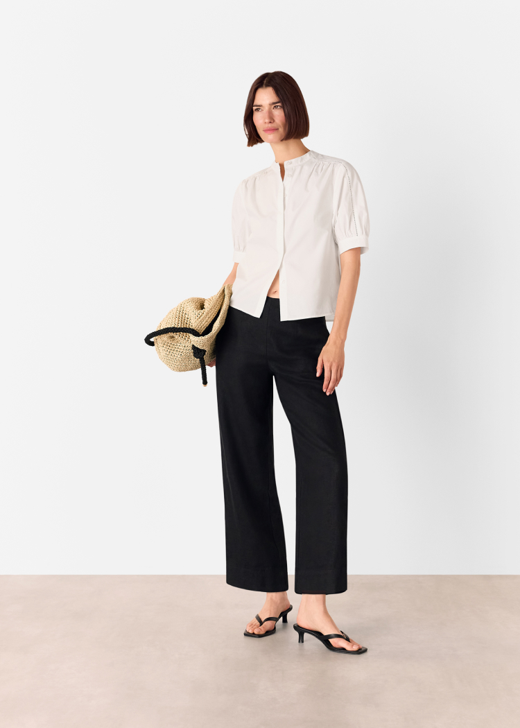 White Cotton Short Sleeve Shirt