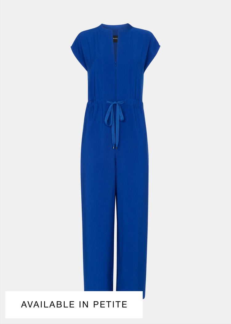 Cobalt Blue Sleeveless Drawstring Jumpsuit