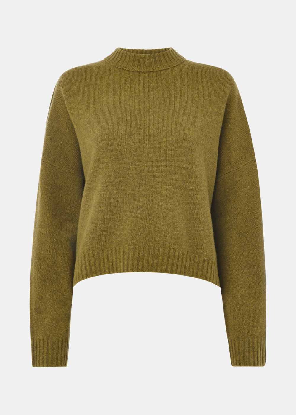 Olive Wool Curved Hem Knit