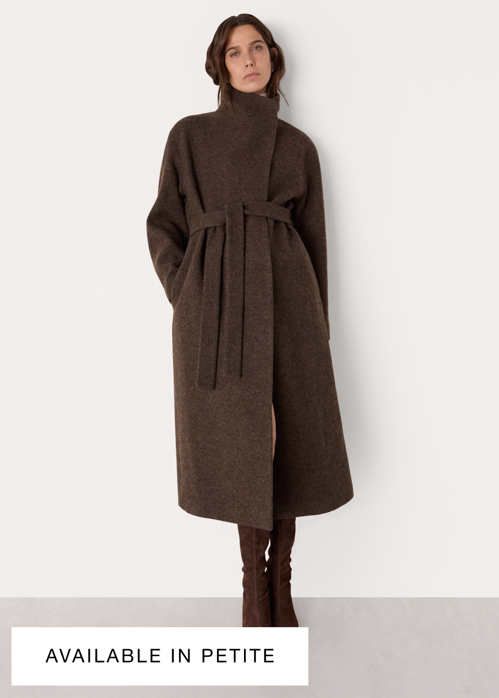 Taupe Morgan Funnel Neck Coat
