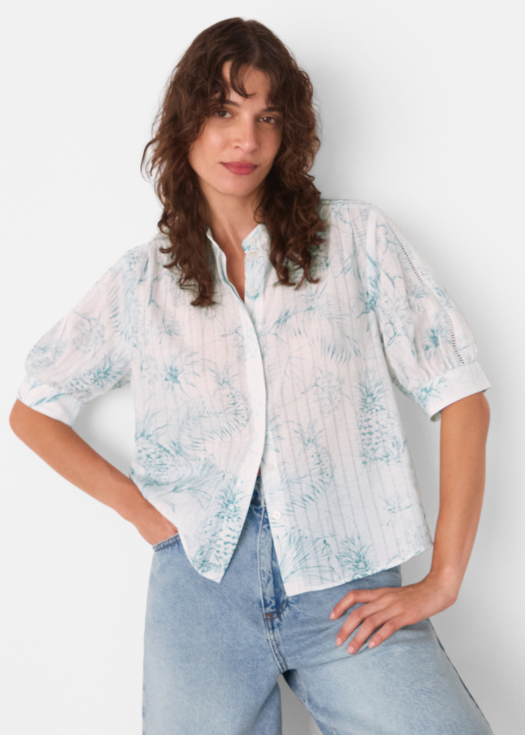 Ivory Pineapple Textured Shirt