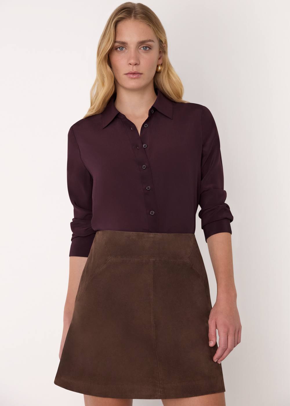 Chocolate Suede A Line Skirt