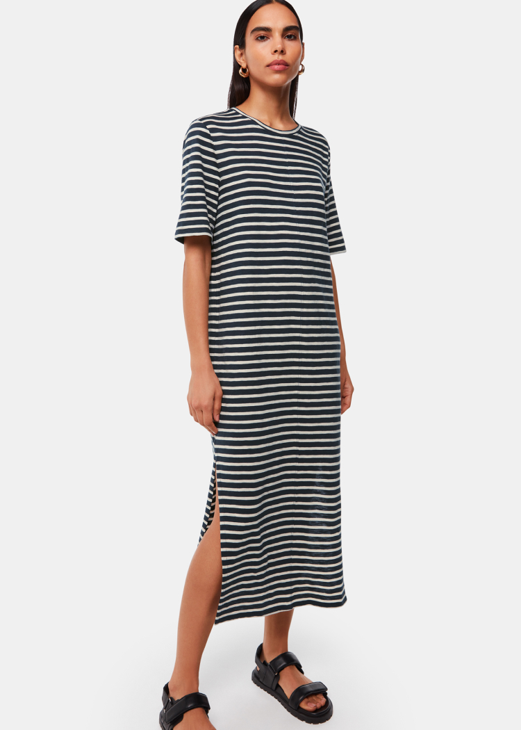 Blue Breton Stripe Jersey Dress