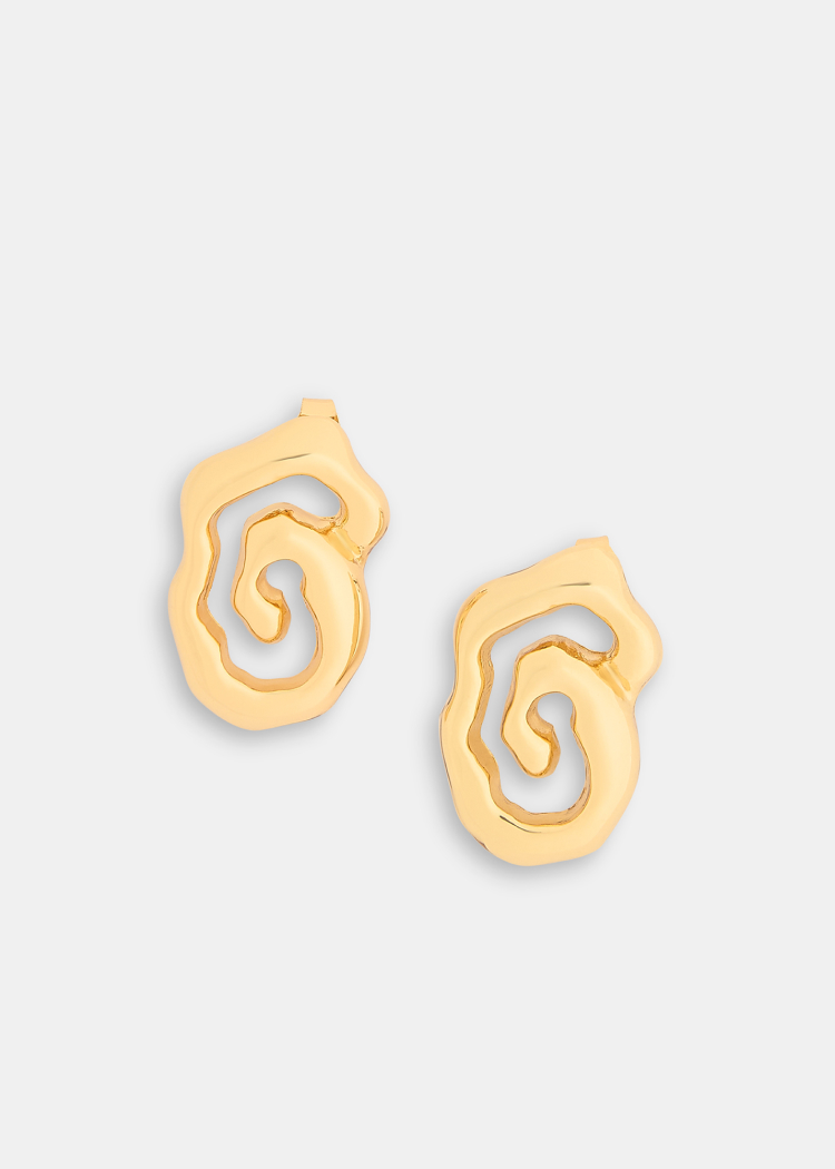Gold Molten Abstract Earring