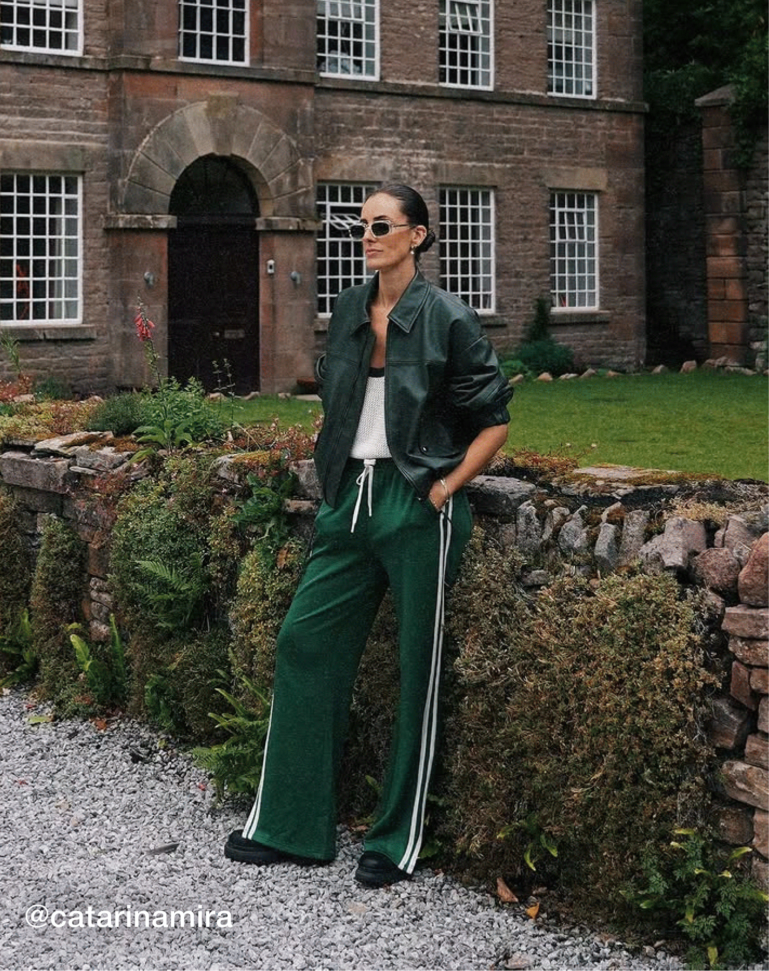 Khaki Frida Leather Bomber Jacket