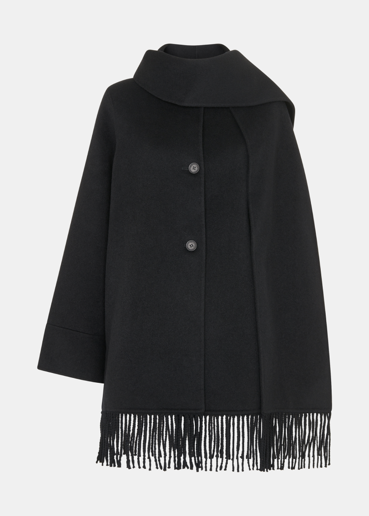 Double Face Wool Fringe Coat