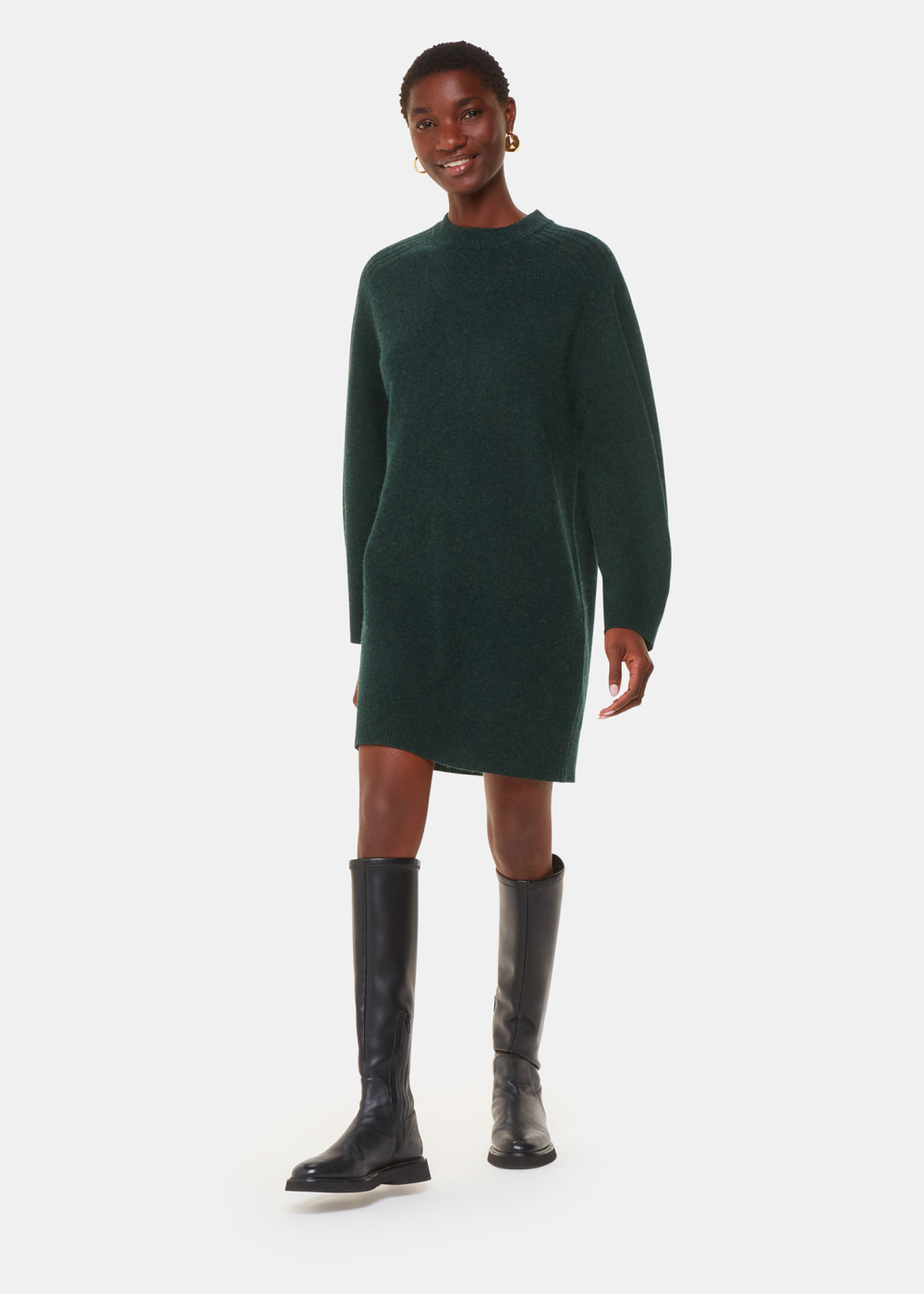 Forest Green Ava Round Neck Knitted Dress