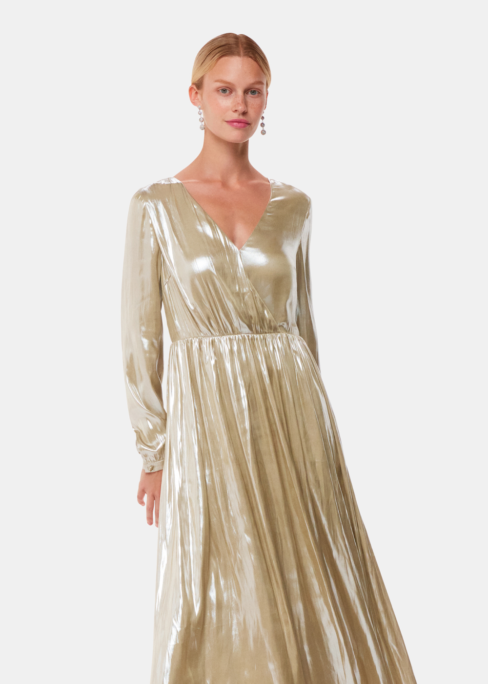 Metallic Wrap Front Dress