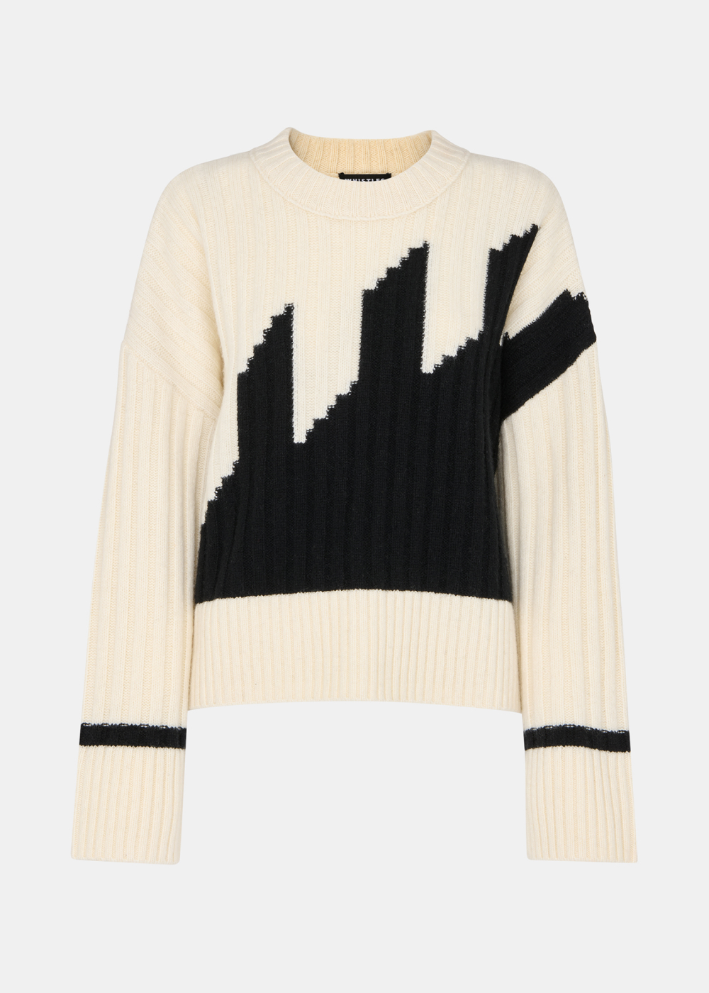 Ivory Graphic Intarsia Wool Knit