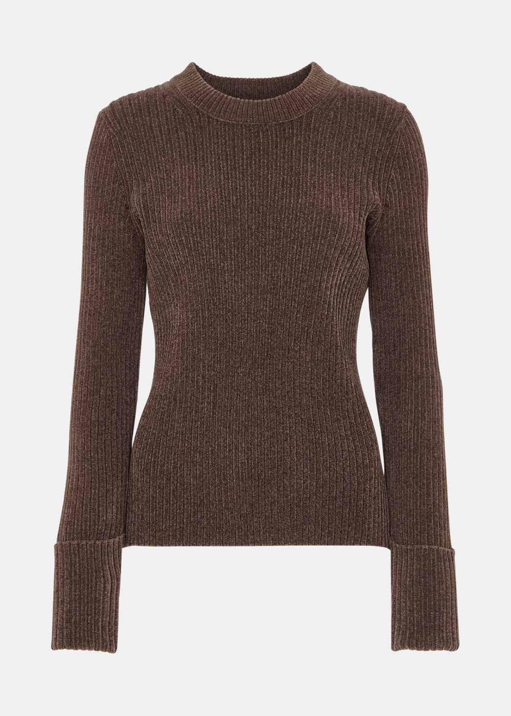 Brown Chenille Rib Detail Knit