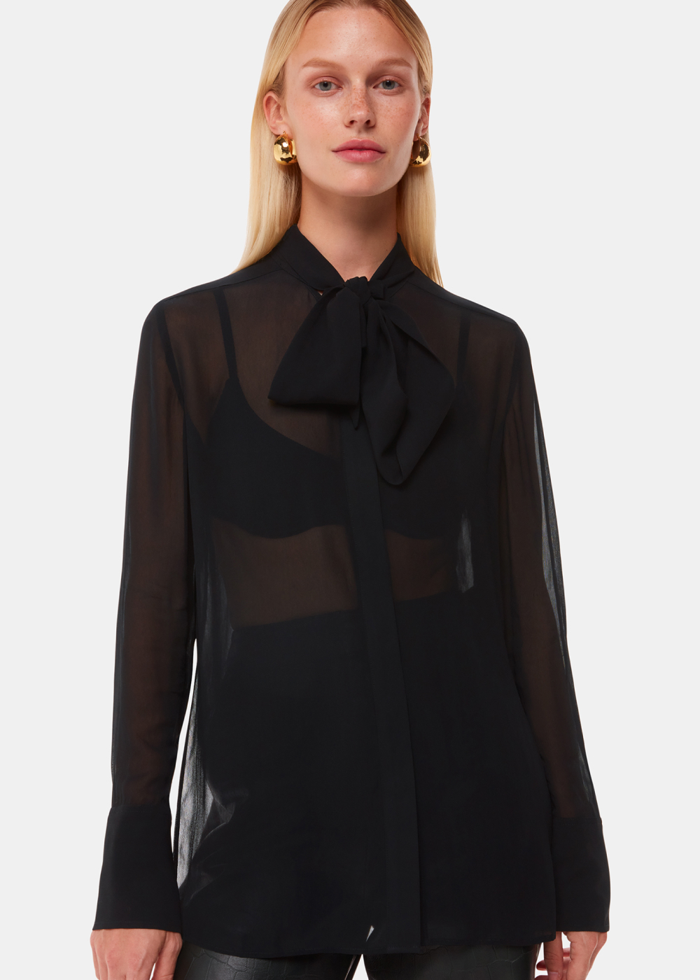 Black Amy Tie Detail Blouse