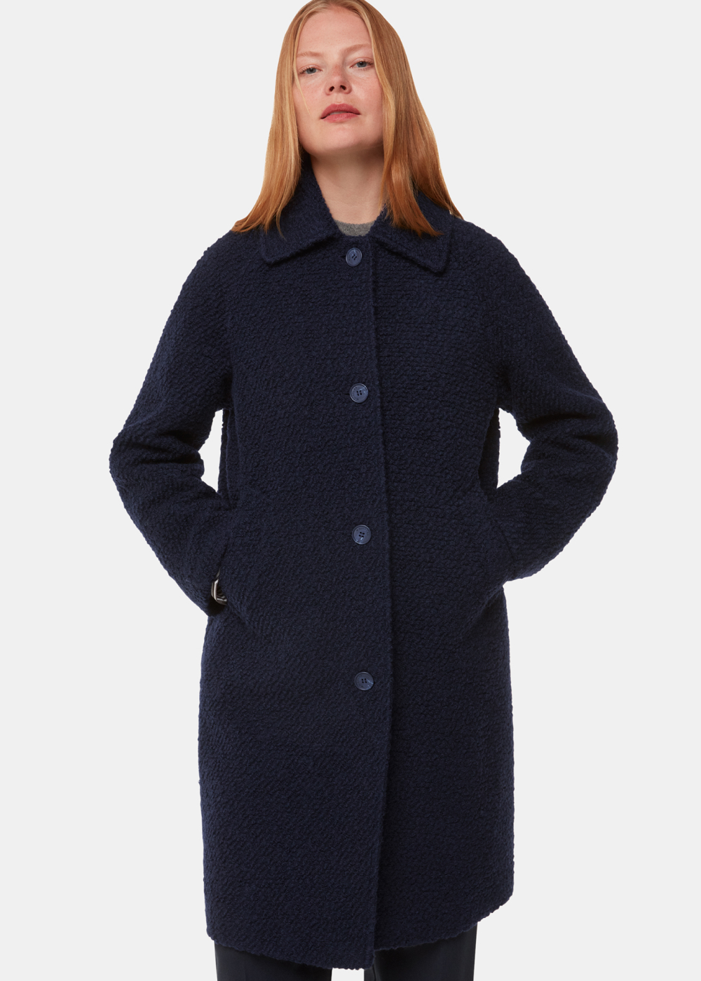 Navy Romy Boucle Coat