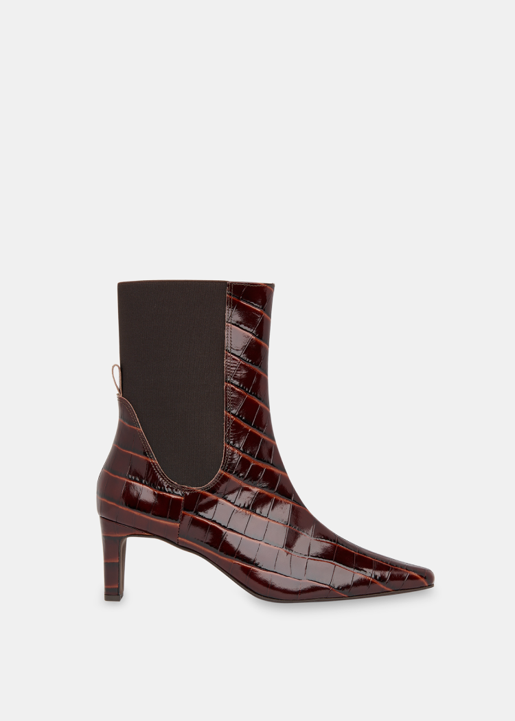 Brown Darla Croc Heeled Boot
