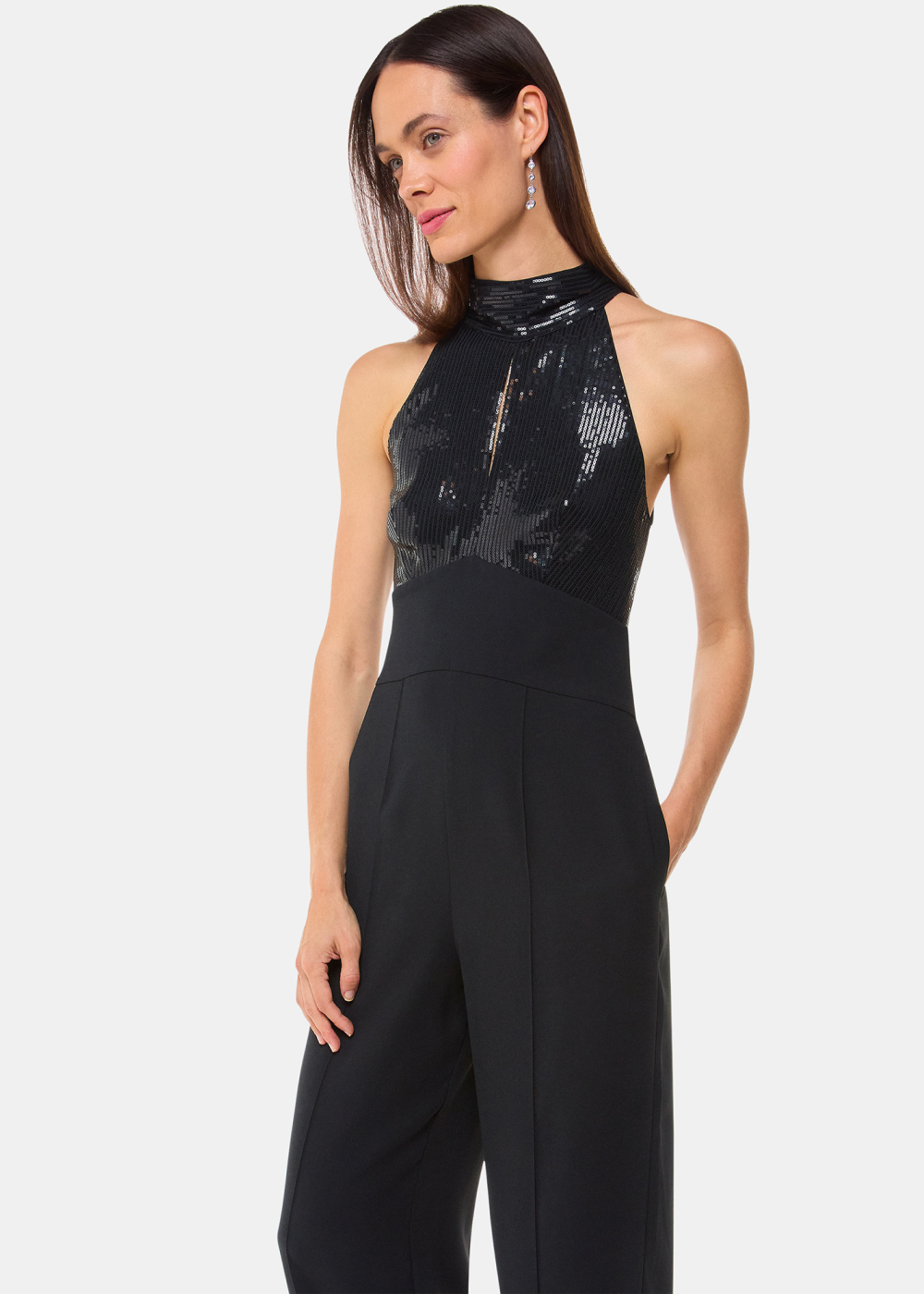 Black Leah Sequin Bodice Jumpsuit