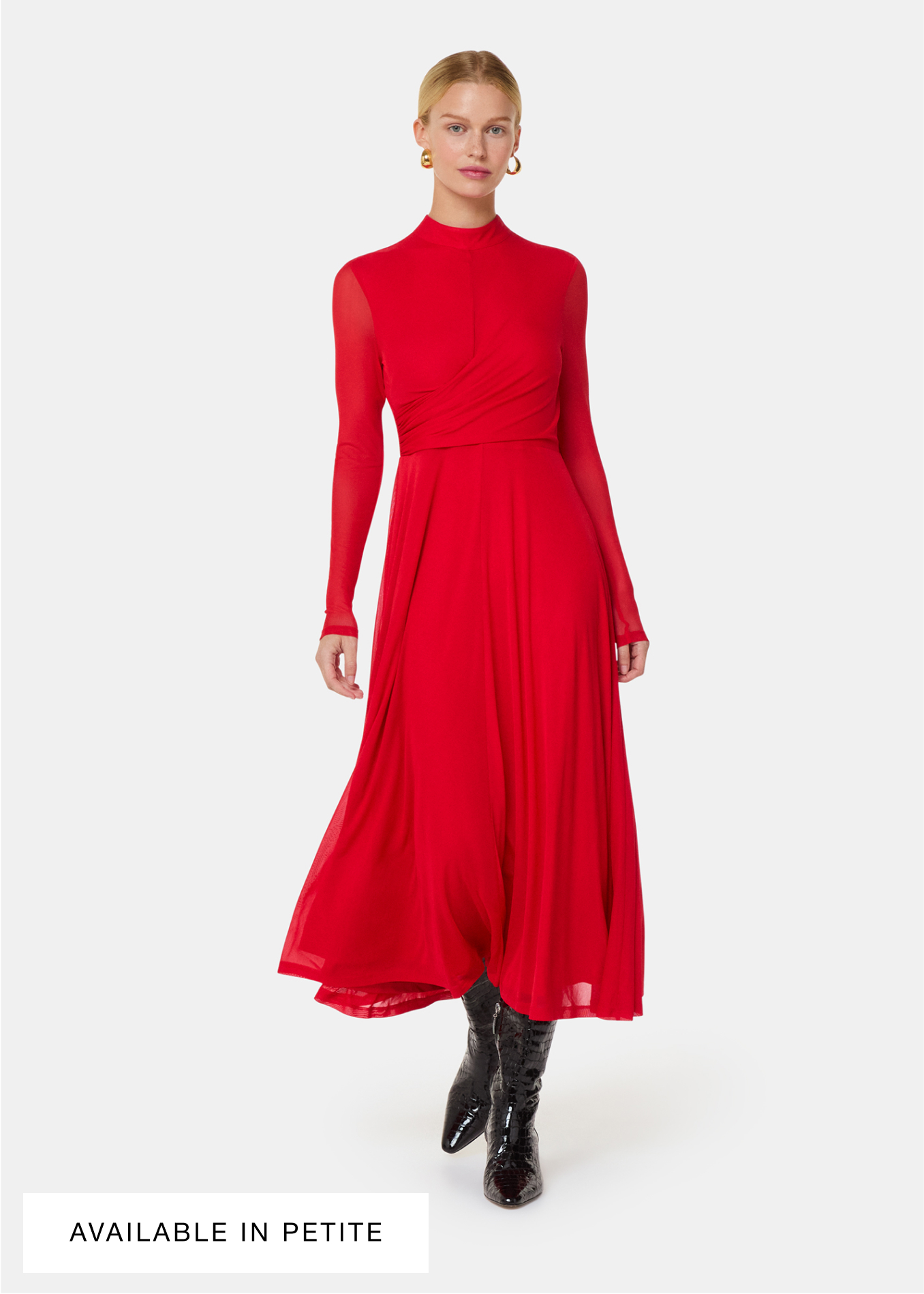 Red Arabella Ruched Mesh Dress