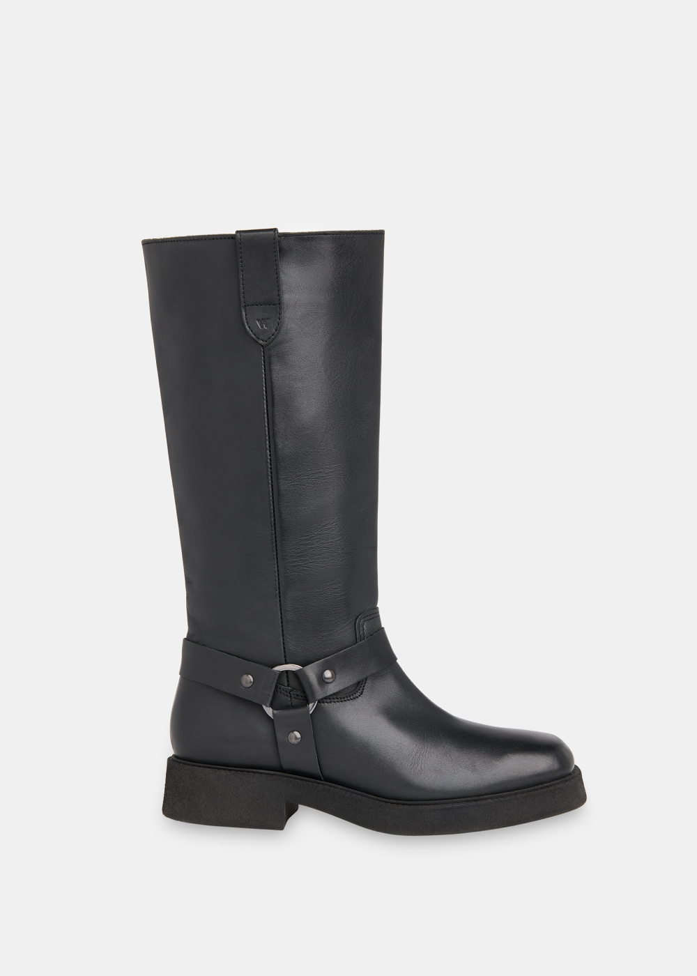 Black Matteo Knee High Biker Boot