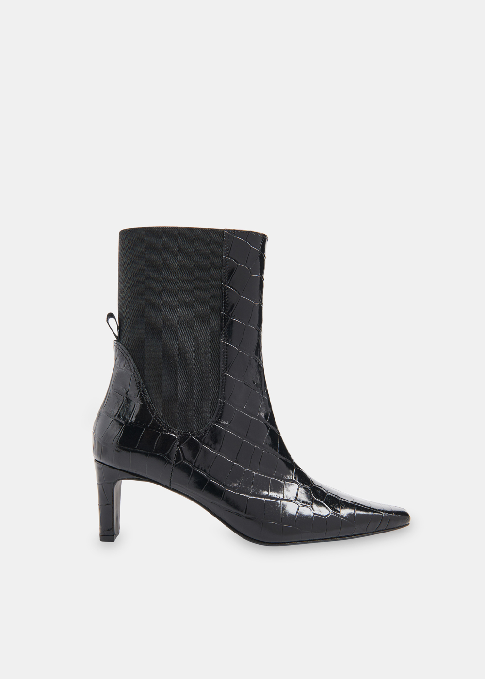 Black Darla Croc Heeled Boot