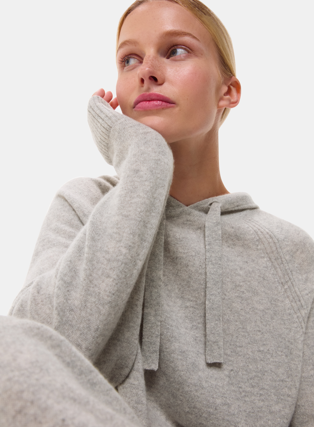 Grey Marl Cashmere Hoodie