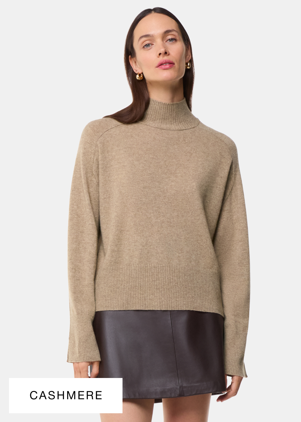 Oatmeal Cashmere Funnel Neck