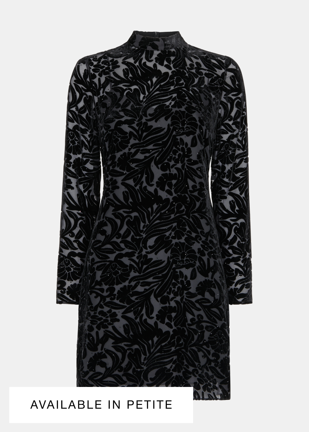 Black Hot Fix Floral Velvet Dress