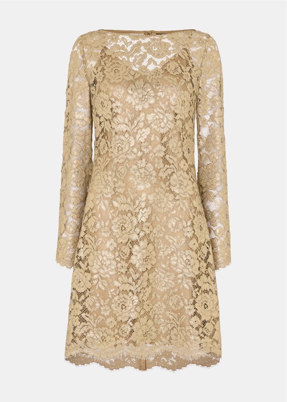Gold Metallic Lace Mini Dress