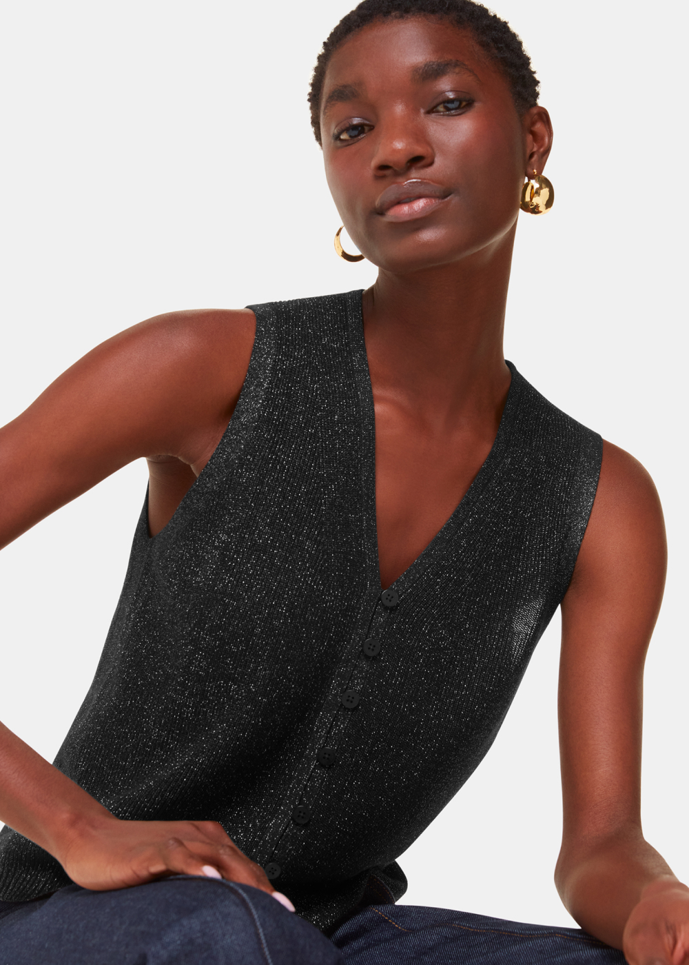 Black Sparkle Knit Tank