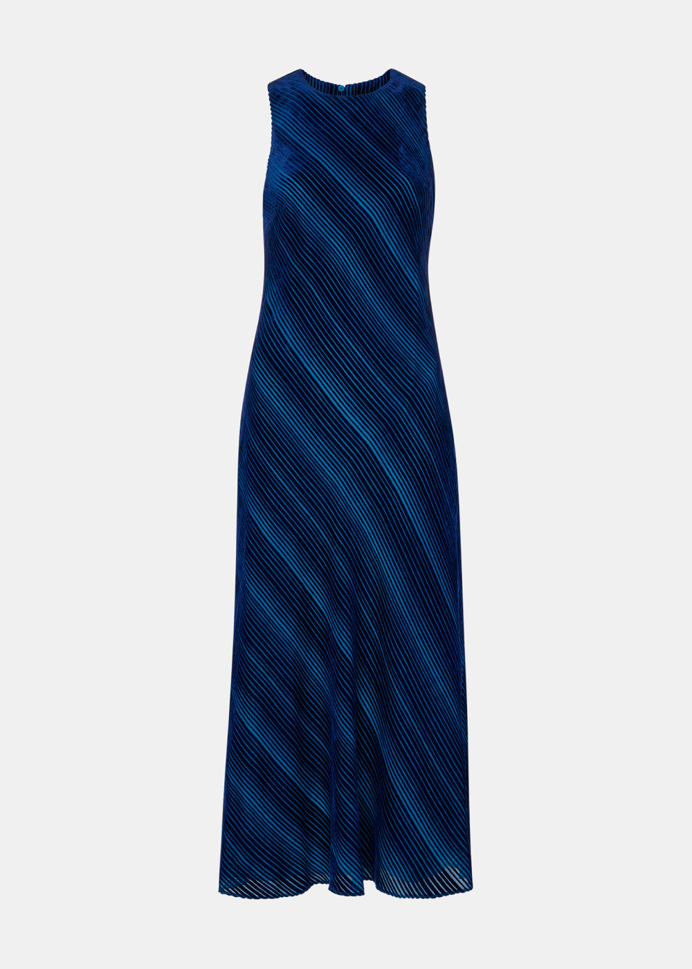 Blue Devore Stripe Velvet Dress