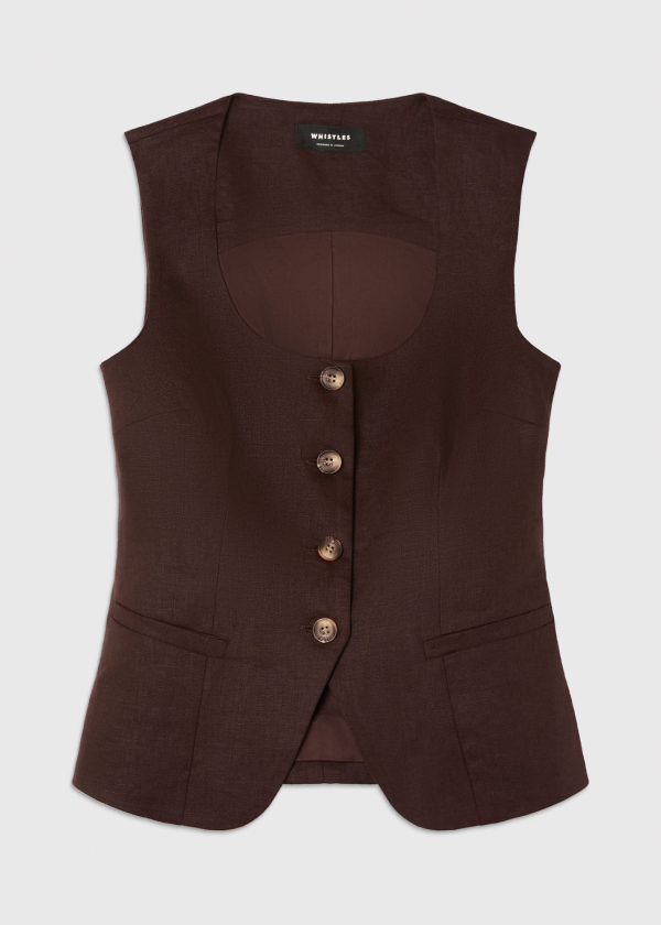 Brown Linen Waistcoat